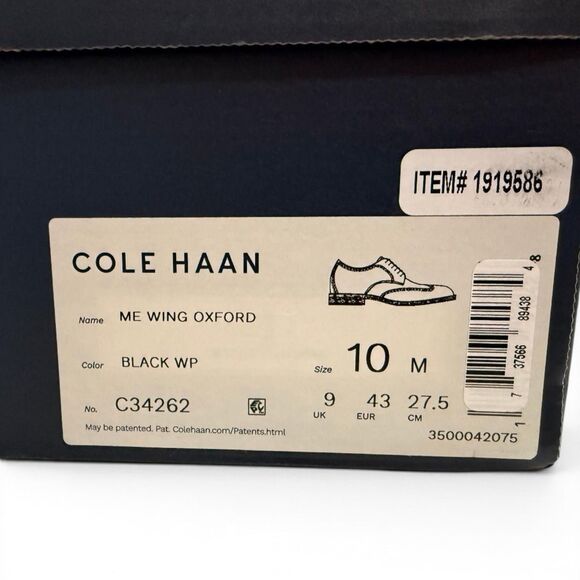 Cole Haan Men\'s Modern Essentials Wing Black Oxford Shoes, New! Size 10